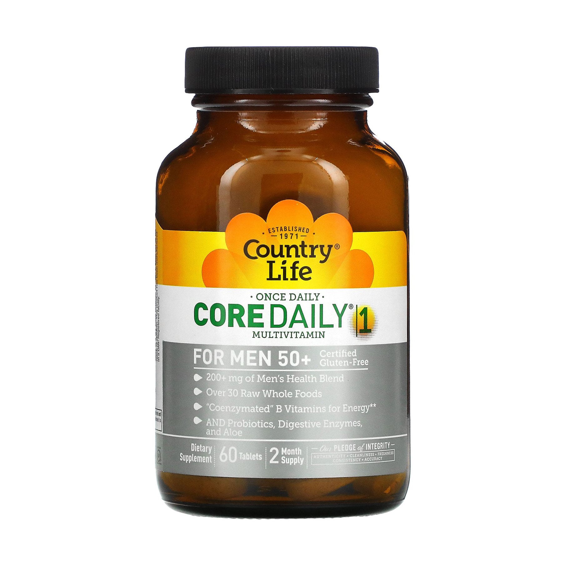 Мультивітаміни для чоловіків 50+ Country Life Core Daily-1 for Men, 60 таблеток
